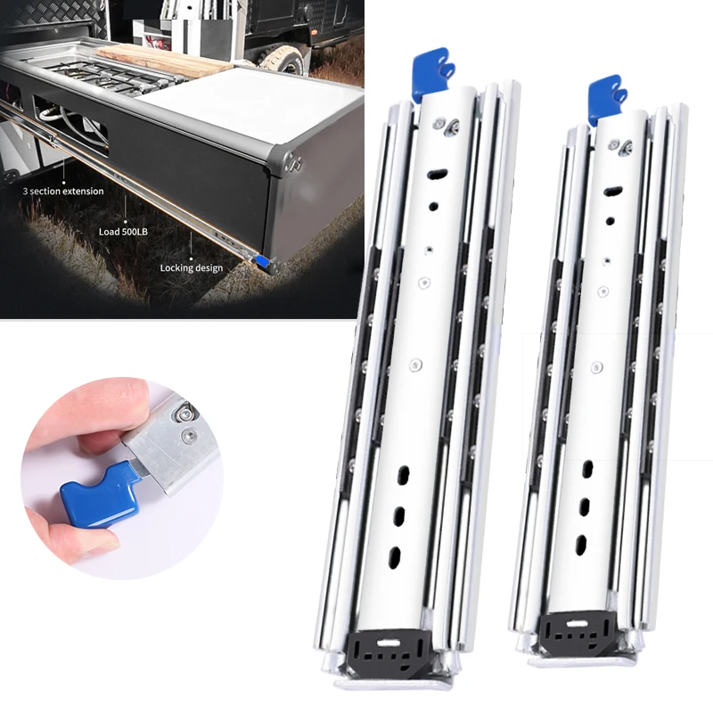 CXHIIA Industrial Ultra Heavy Duty Drawer Slides with Lock , CXD2576, 3-Fold Full Extension, Ball Bearing, ,Side Mount 1-Pair
