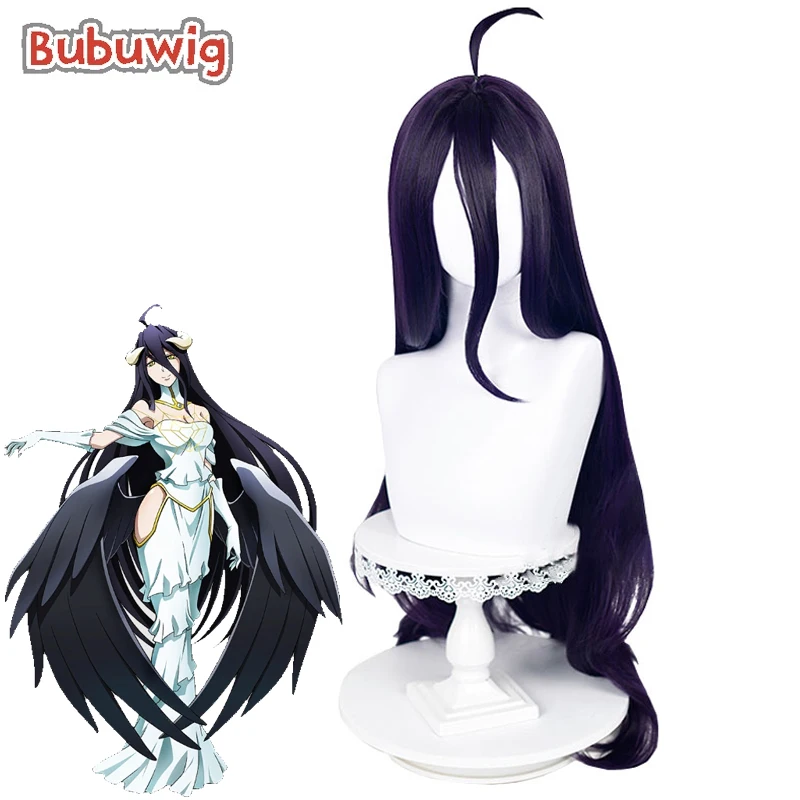 Bubuwig Synthetic Hair Albedo Cosplay Wigs Overlord Albedo 100cm Women Long Straight Dark Purple Party Wig Heat Resistant
