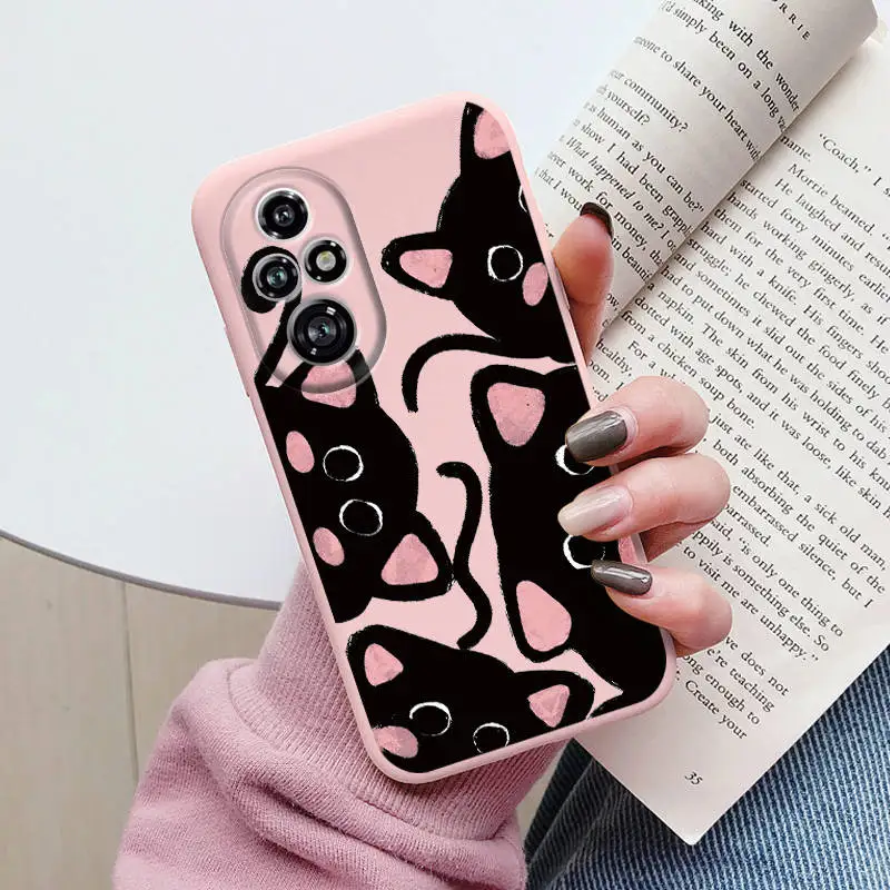 Cute Black Cat Cartoon Case - Soft Back Shell Cover
