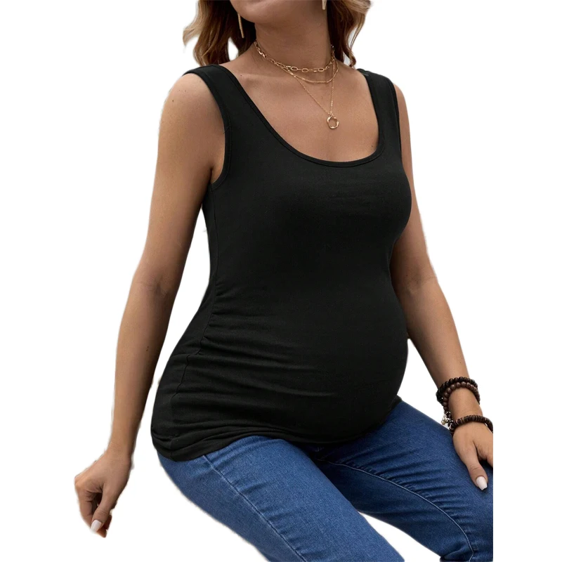 Maternity Tank Tops Maternity Tank Top Summer Pregnant Singlet Solid Color Maternity Vest Sleeveless Tshirt Camisole Women Pregnant Clothes