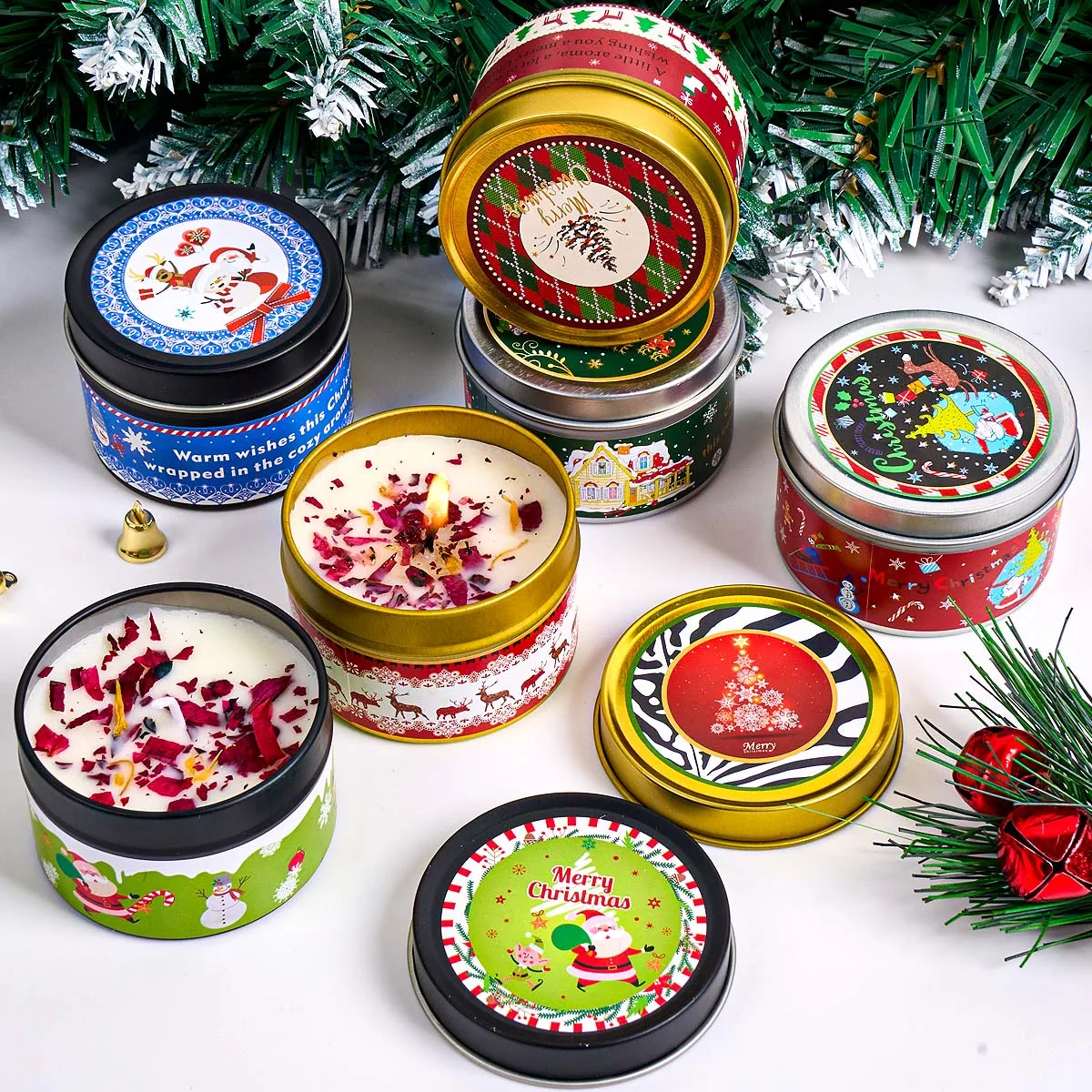 Aromatherapy Scented Candle Gift Set with Dried Floral Accents