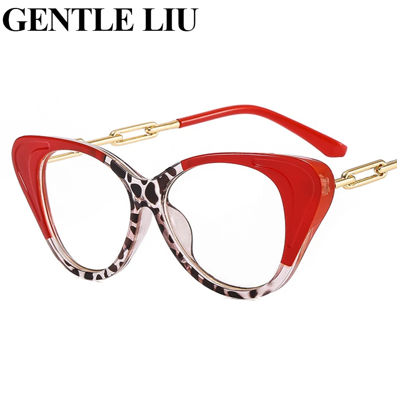 

Red Leopard Color Cat Eye Glasses Frames Women Fashion Anti-Blue Light Computer Eyeglasses Female Prescription Spectacles Frame