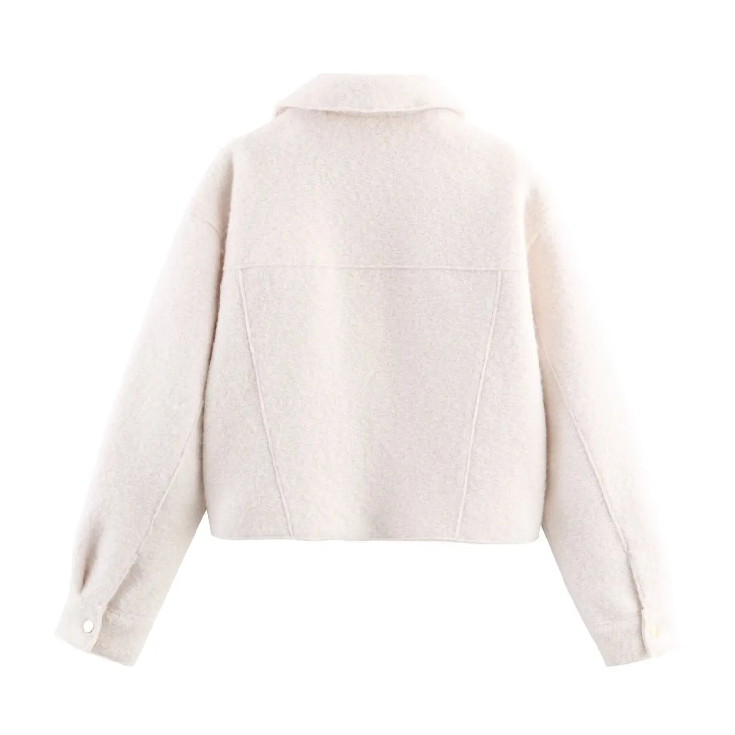 Women's turn-down collar zipper short pearl leather jacket female patch pocket decoration commuting casual jackets streetwear