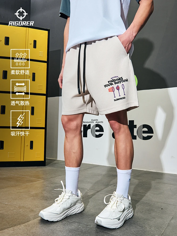 RIGORER Knitted Shorts Sports Shorts Men New Comfortable Elastic Waist Clothing Male Breathable Short Trousers