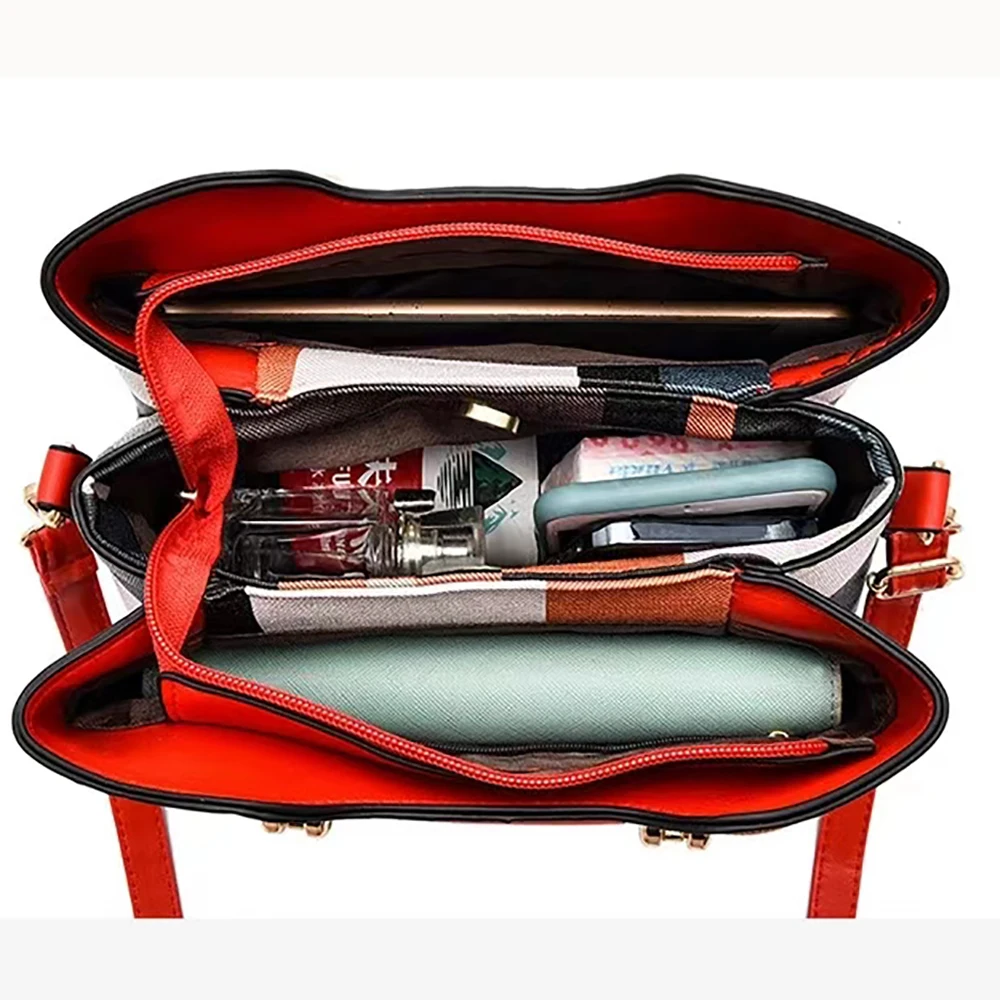 Women Faux Leather Shoulder Bag Fashion Handbag Adjustable Strap Top Handle Large Capacity Insider Bags Tote