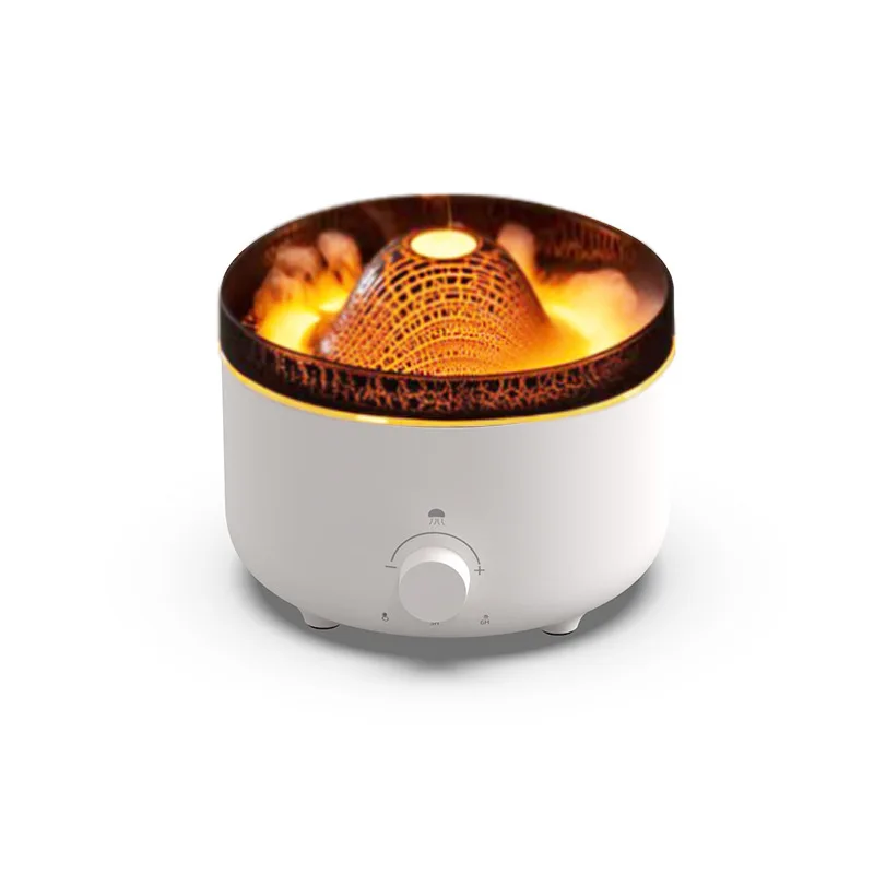 

360ML Volcanic Flame Aroma Oil Diffuser USB Air Humidifier Ultrasonic Portable Jellyfish Smoke Ring Fire Sprayer for Bedroom Car