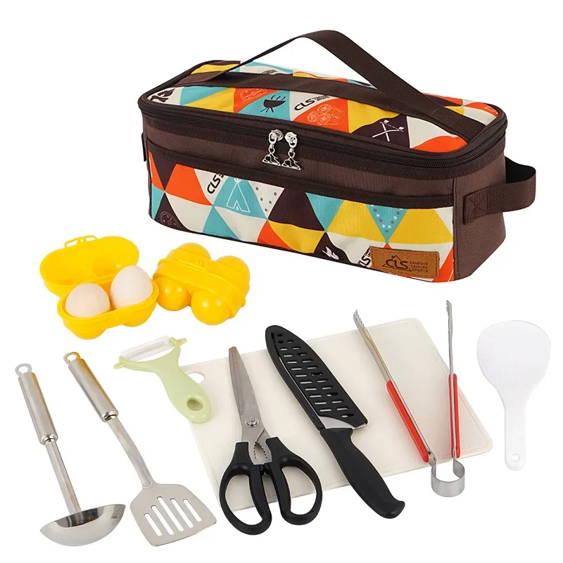 Outdoor Camping Cooking Tools Mini 11-Piece Set Portable Barbecue Picnic Kitchen Gadgets Dormitory Essentials Camping Gear
