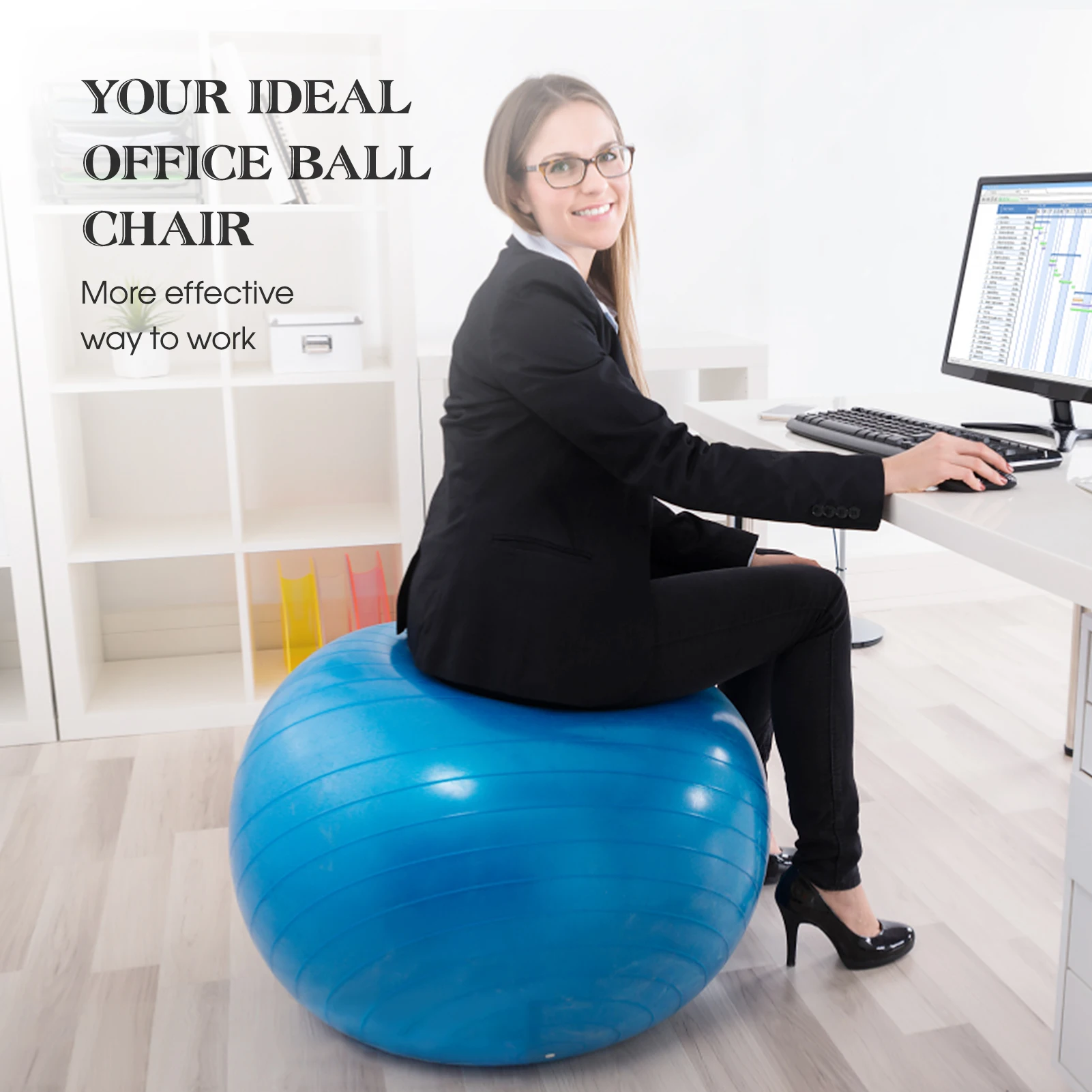 45cm/55cm/65cm/75cm Thickened Yoga Ball with Foot Pump for Stability Balance Pilates Physical Fitness Equipment