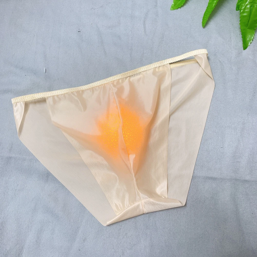 

Men Sexy Briefs Seamless Oil Shiny Mesh G-string Sheer Smooth Thong Bulge Pouch Panties Loose Elastic Lingerie Gay Underwear