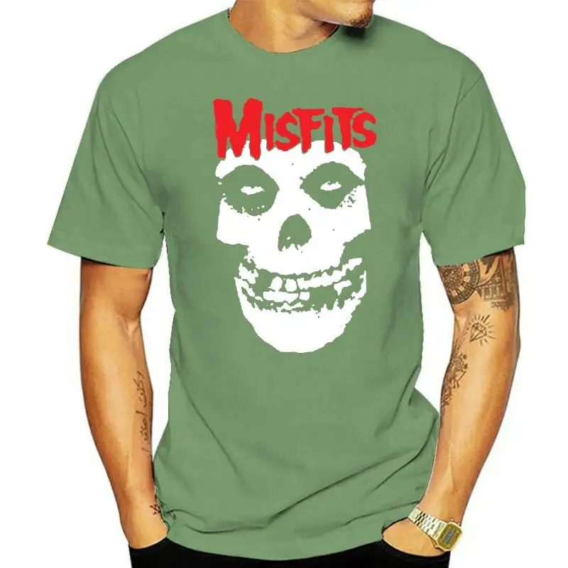 

Official The Misfits Skull Logo Red Letters Adult T-Shirt - Horror Punk Band Tee