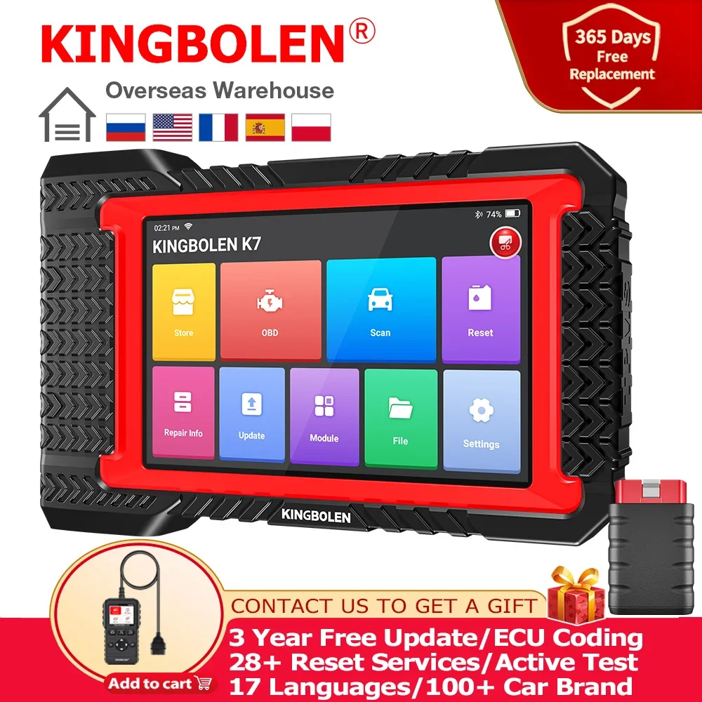 

KINGBOLEN K7 Diagnostic Tools ALL System OBD2 Scanner ECU Coding Active Test 28 Resets AF Reset 3 Years Free PK THINKSCAN MAX 2