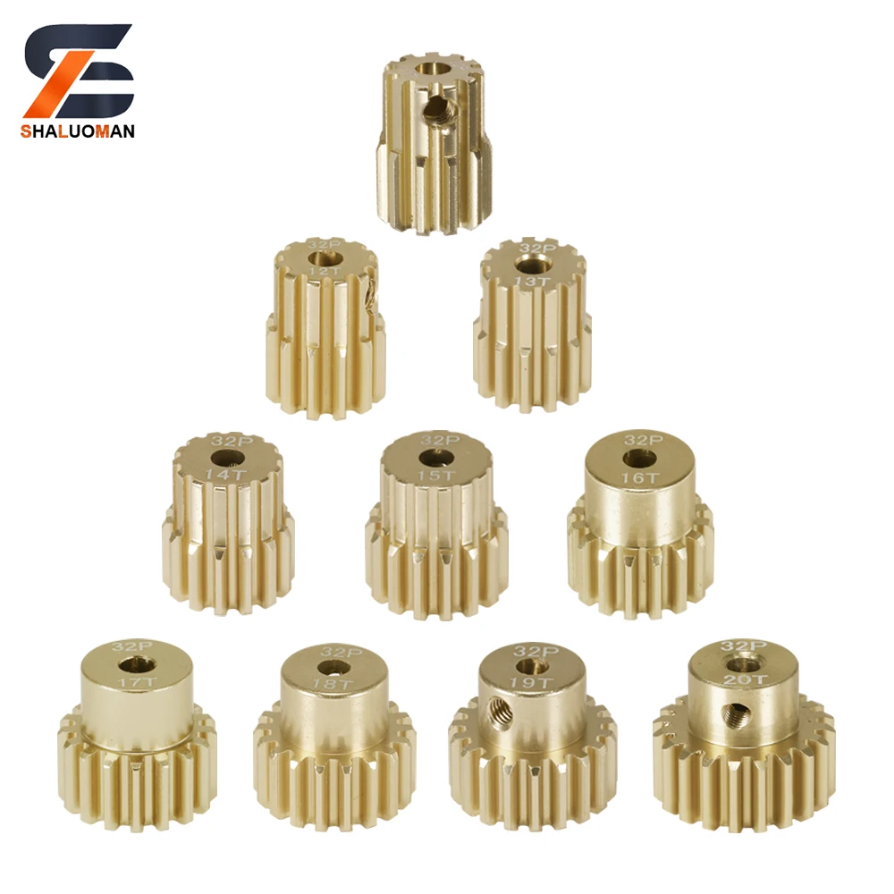 Pignoni In Alluminio Passo 32P Per Motori RC - Albero 3mm O 3.175mm, Denti 9T A 24T, Scala 1:8/1:10