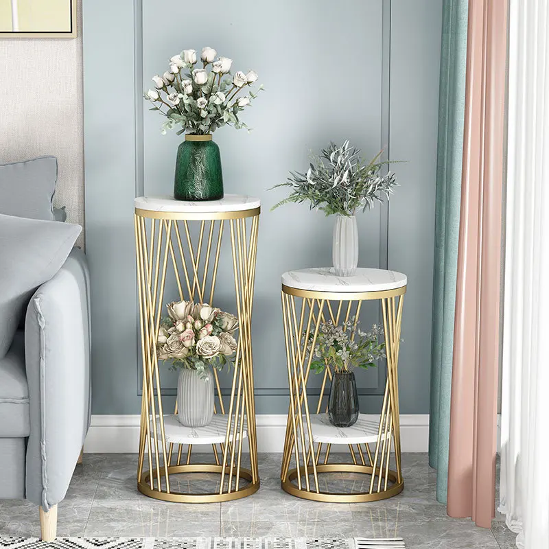 Nordic Side Table Living Room Sofa Tables Gold Round Tables Iron Art