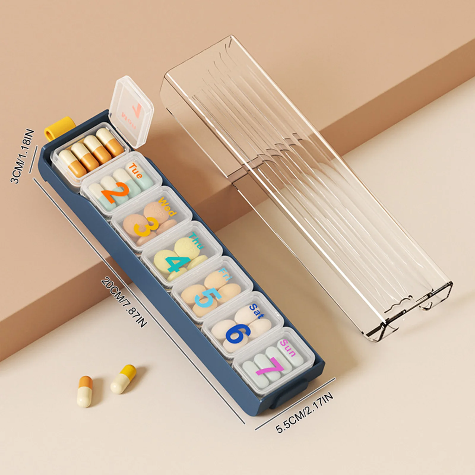 Weekly Pill Organizer - Portable, Moisture-Proof Travel Medication Storage Box