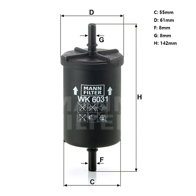 Fuel Filter MANNFILTER WK6031/WK6031M Fits PEUGEOT 3008 308 406 SMART Fortwo CITROEN Xsara Picasso 9647867780 M0000156785
