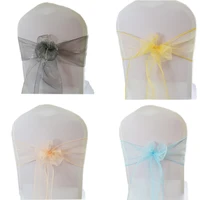 (50/100pcs) Organza Chair Sashes Bow Knot for Wedding Party Event Banquet Decoration Hotel Outdoor Party Chair Decors Supplies 2