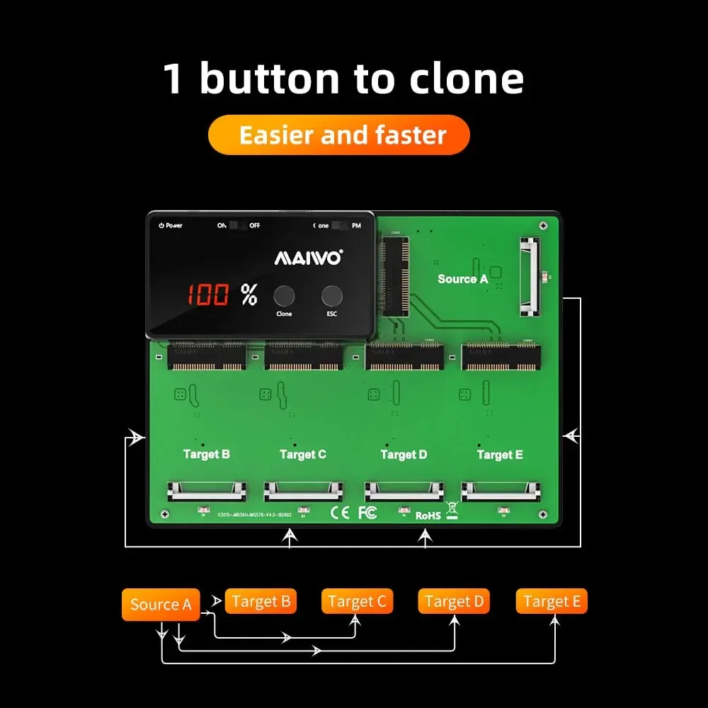 마이워 5베이 mSATA SSD 도킹 스테이션 USB 3.0 MSATA SSD 케이스 1대4 오프라인 복제 어댑터 LED 표시등 포함