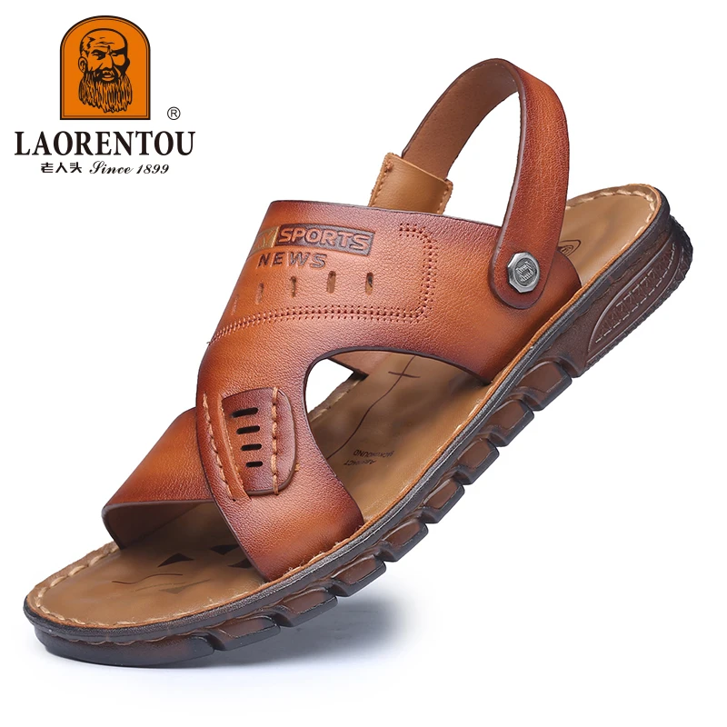 LAORENTOU cowhide breathable sandals with soft soles and anti slip cow tendon soles, cool slippers for casual wear - Image 4