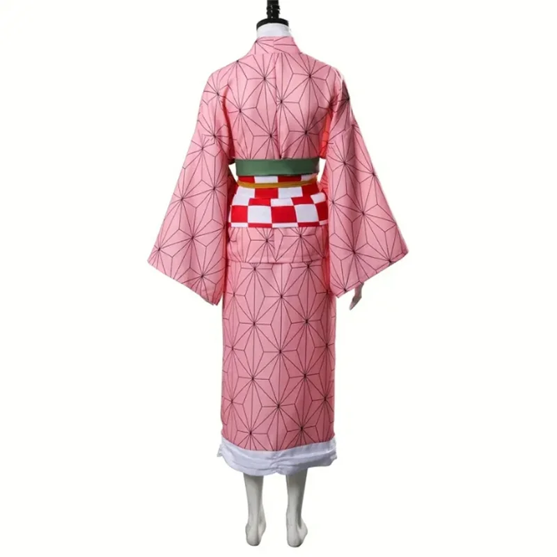 Anime Demon Slayer Nezuko Cosplay Costume Kimono Kimetsu No Yaiba Kamado Nezuko Costume Wig Womens Girls Kimono Uniform Clothes
