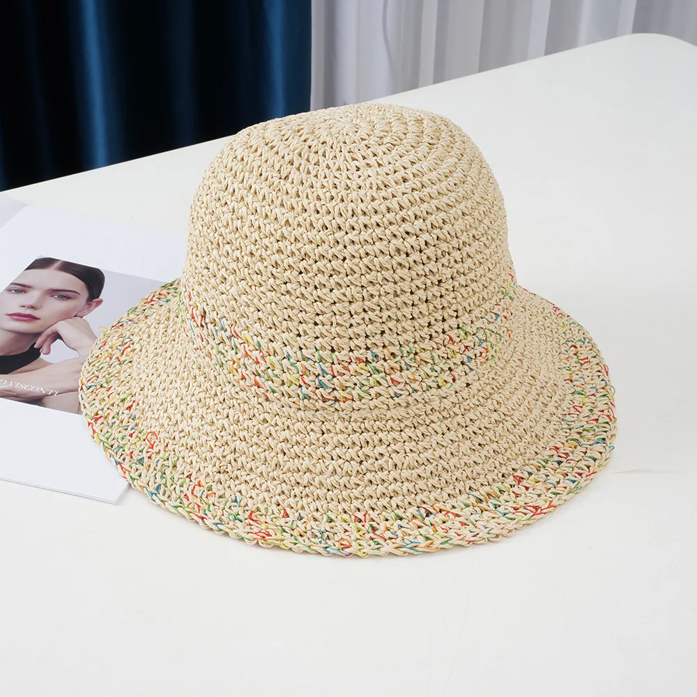 Neue Sommer Faltbare Stroh Häkeln Eimer Hut Für Frauen Im Freien Sonnenschirm Fischer Hut Mode Dame Urlaub Strand Hut Frühling Geschenk – Detail 12