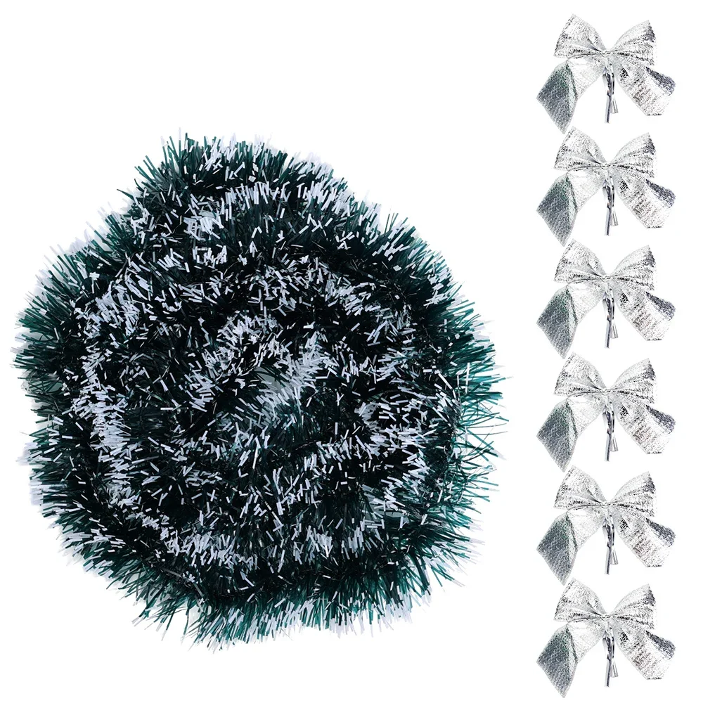 10/2M Christmas Bow Tinsel Ribbon DIY Garland Xmas Tree Hanging Ornament Green Ribbons Pendent Wedding Party Home Decoration