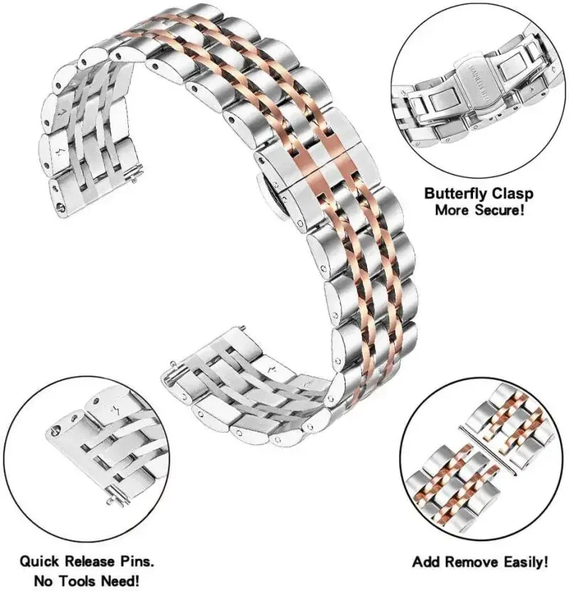 Premium 22mm Stainless Steel Watch Strap