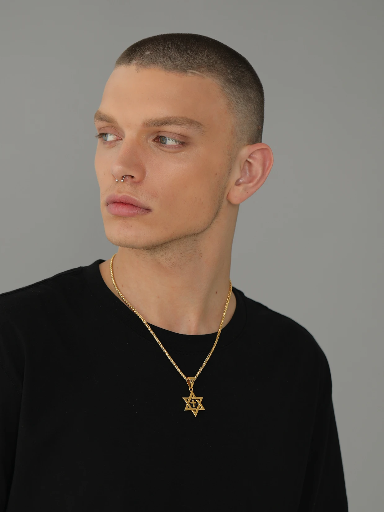 U7 Stainless Steel Star of David Necklace Men Women Gold Black Color Judaism Shield of David Hexagon Protection Symbol Necklaces