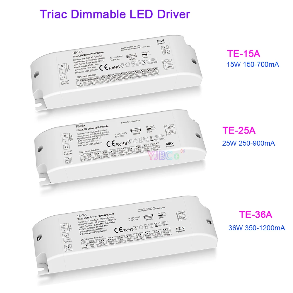 Skydance CC AC Push-Dim Triac Dimming LED Driver 220V input 1-36W Output 150-1200mA constant current Dimmable dimmer DIP switch