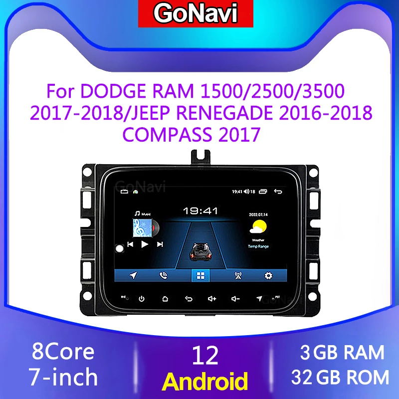 

Android Car Stereo for DODGE RAM 1500/2500/3500 2017-2018/JEEP RENEGADE 2016-2018/COMPASS 2017 Car Head unit