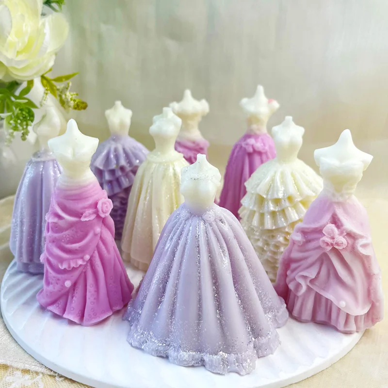DIY Wedding Dress Silicone Mold Handmade Aroma Candle Plaster Ornaments Molds Woman Party Princess Dress Mould silicone mold silicone candle mold aromatherapy candle mold silicone candle molds candle mold