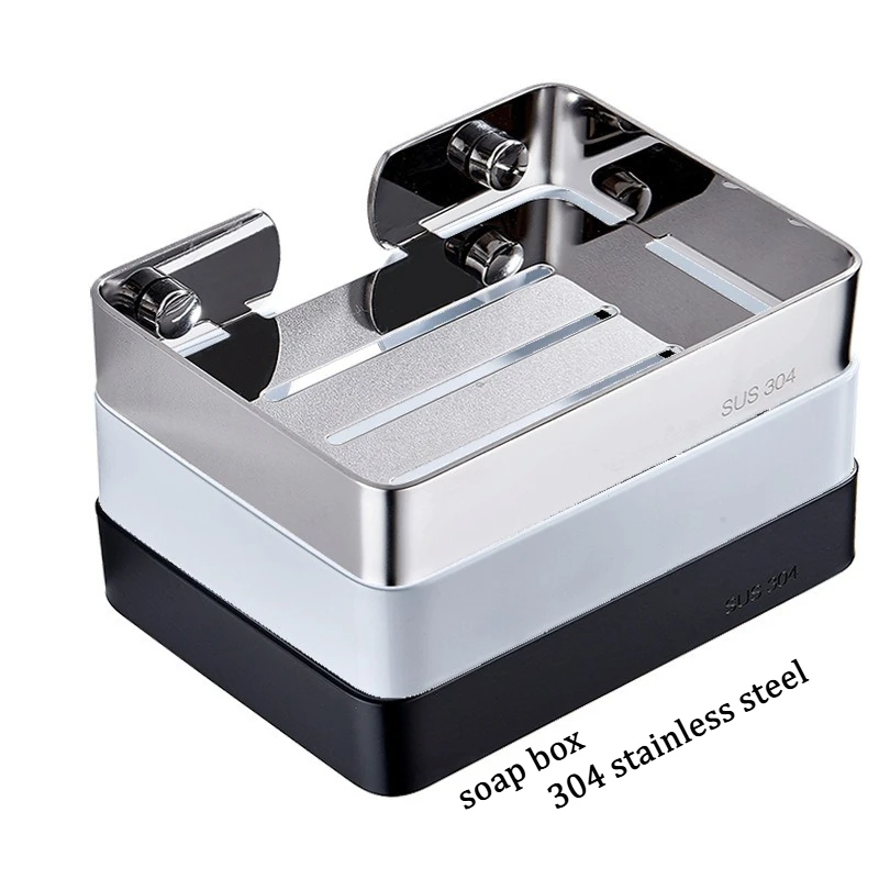 กล่องสบู่สแตนเลส 304 พร้อมรูระบายน้ำ, ที่วางสบู่ในห้องน้ำแบบไม่เจาะรู, ชั้นวางสบู่สำหรับระเบียง 1