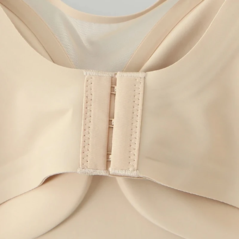 Fashion Plus Size Women's Bras Premium Seamless Mesh Spliced Full Cup Wire Free Back Closure Four hook-and-eye Underwear 9402