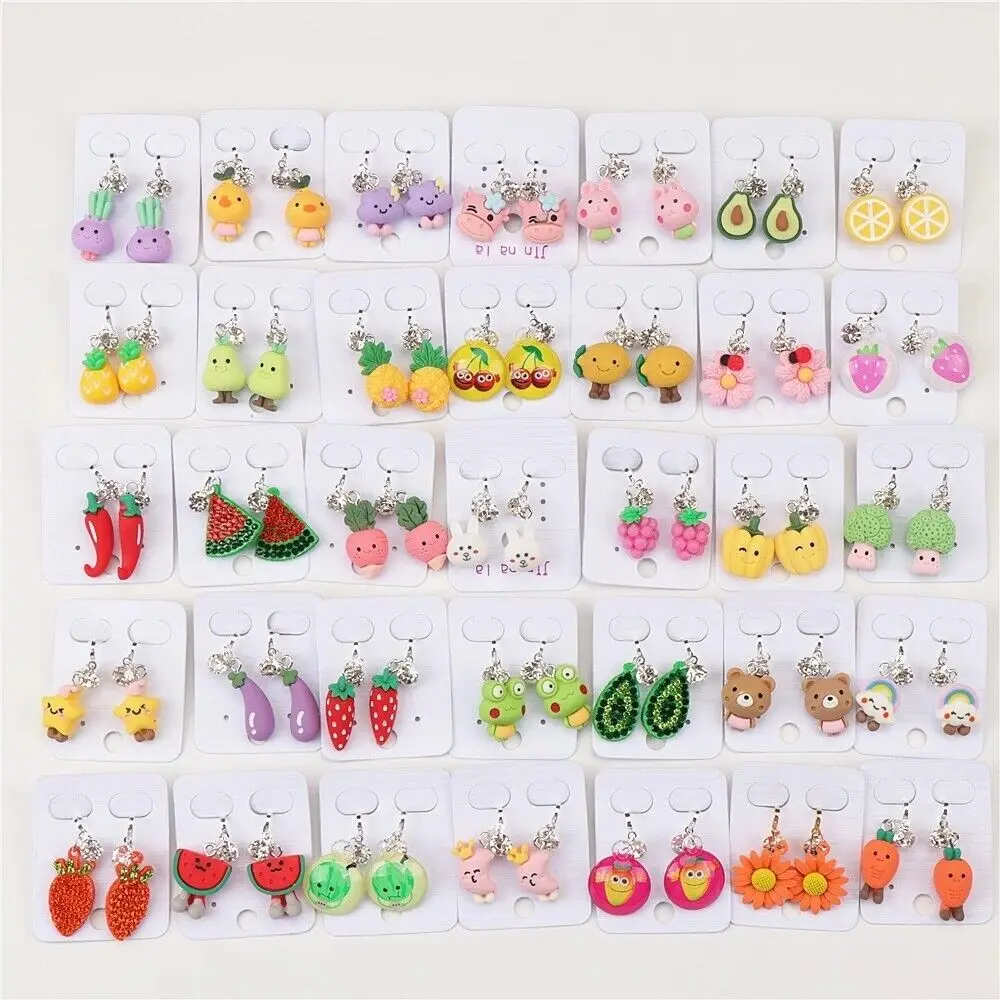

50Pairs/Lot Child Cute Anime Fruit Clip Earrings Jewelry For Kid Girl Mix Style
