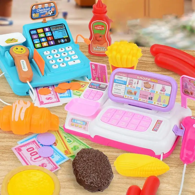 

Toy Cash Register Supermarket Cash Register Pretend Play Toy Educational Toys Simulation Shopping Cash House Toys gifts for Kids