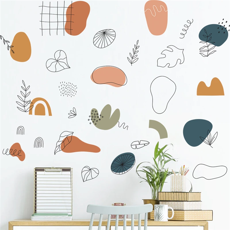 

Креативные настенные наклейки с рисунком листьев растений для магазина, офиса, украшения дома, «сделай сам», пасторальное настенное искусство, ПВХ наклейки, постер для спальни