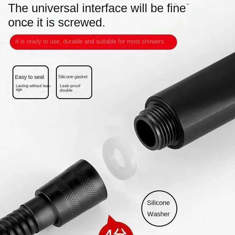 1.5/2m Hose Black Stainless Steel Garden Water Hose Handheld Shower Pipe Flexible Tube Anti-winding Bathroom Accessories Pipes