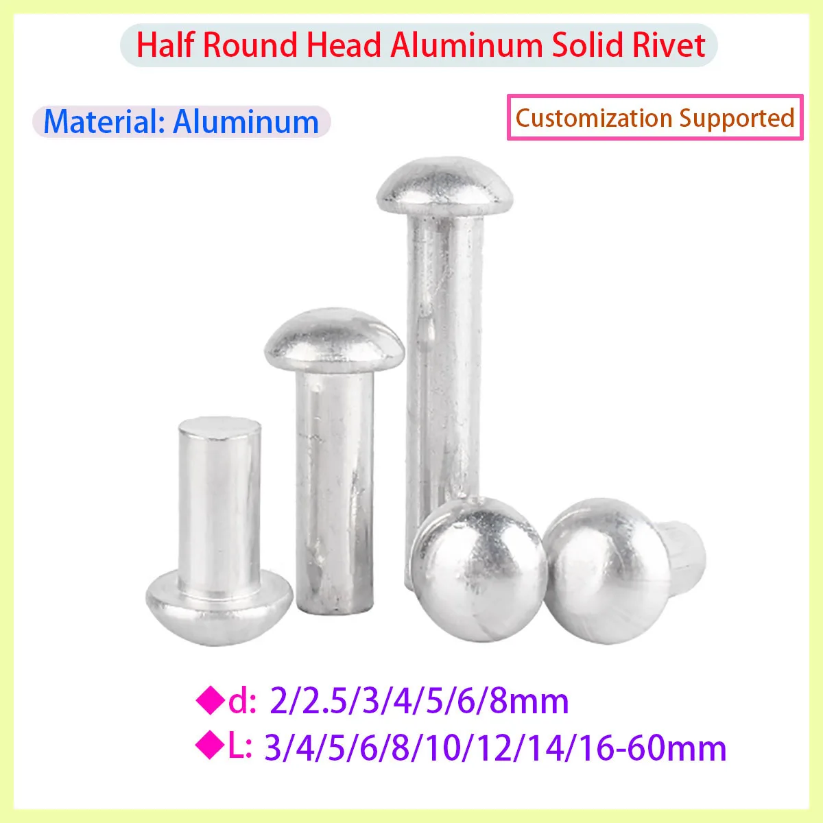 Half round head hammer type solid rivet, aluminum solid round head ...
