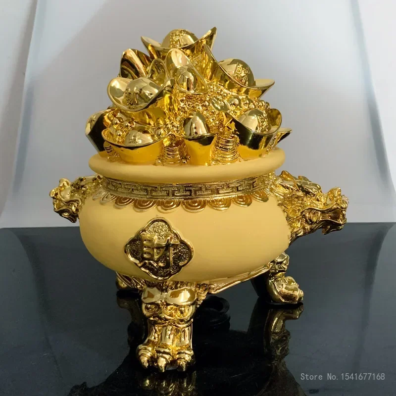 Creative Piggy Bank For Home Decoration, Lucky Gift, Electroplating Gold Accumulation Treasure Shape Ornaments, Money Boxes, 1Pc