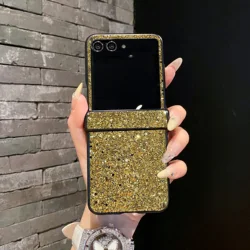 Custodia per Telefonia in Pelle Glitter con Strass Luccicanti e Copertura Rigida in PC Shiny