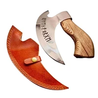 Handmade Pizza Cutting Axe Stainless Steel Viking Pizza Cutter Wooden Handle Multifunctional Pizza Axe Knife With Oblique Blade 2