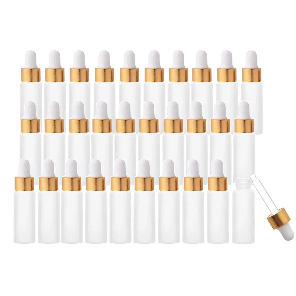 

30 Pcs 5ml Frosted Dropper Bottles Essential Oil Bottles With Glass Eye Dropper Perfume Sample Vials Cosmetic Liquid Bottles