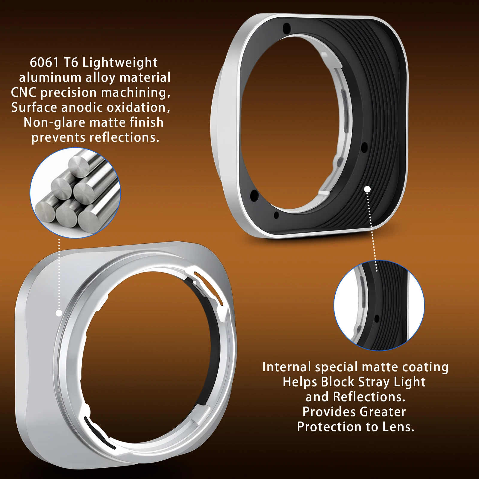 Haoge LH-X35S Square Metal Lens Hood Shade for Fuji Fujinon XF