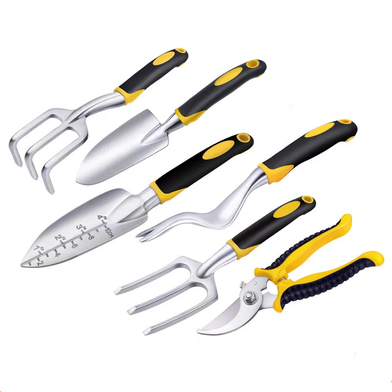 5-piece High Quality Gardening Tool Set -Aluminum And Silicone Handle