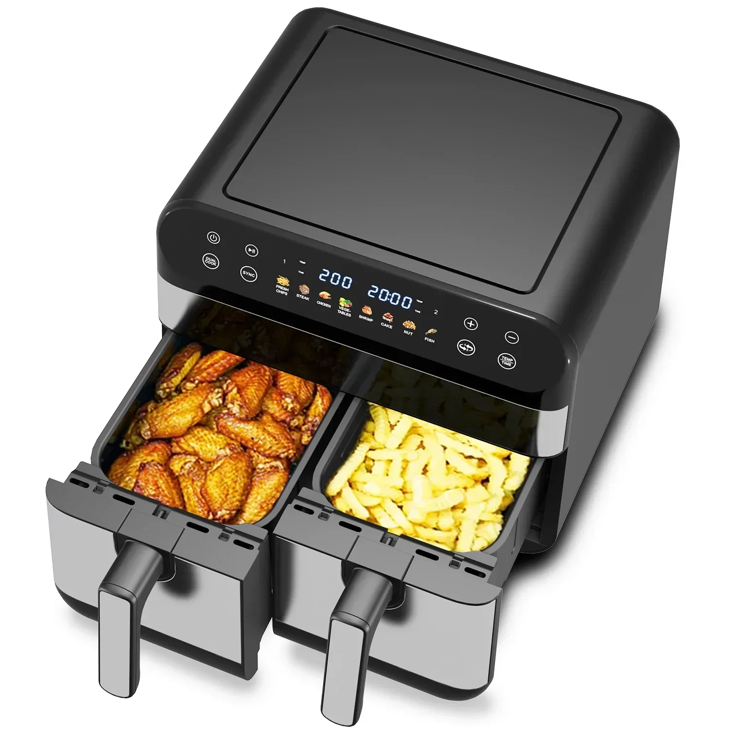 Double 4.5L Cooking Baskets Deep Hot Selling Nonstick Chips Smart Digital Electric Air Fryer for Kitchen 3