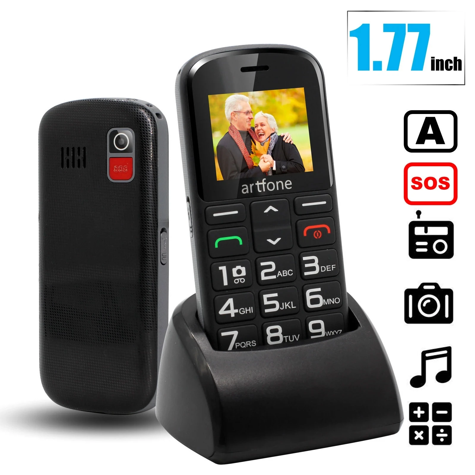 Bar Senior Cellphone Artfone CS181 CS182 CS188 GSM 2G Large Voice Big Button Mobile Phone For Elderly One Key SOS Dual Sim Torch 3