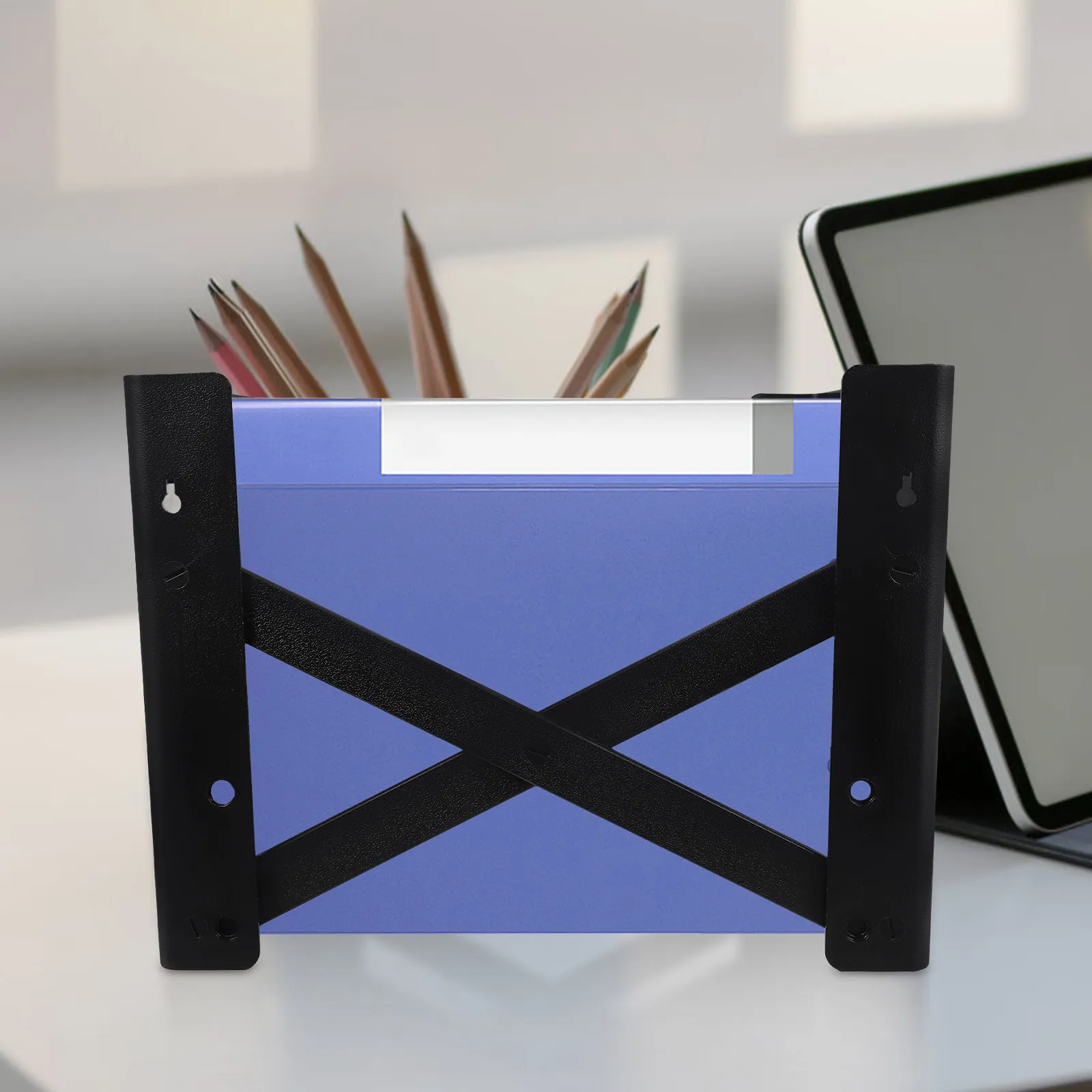 튼튼한 플라스틱 파일 정리함 사무실 학교 가정용 데스크탑 문서 랙 대용량 파일 보관 홀더 책꽂이 걸이형