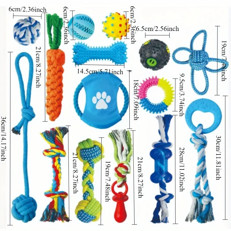 Durable Dog Toy Set: Unbreakable Chew Sticks, Tug Ropes & Rubber Balls