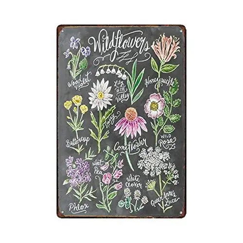 Retro Vintage Metal Sign Tin Sign Wild Flowers Home Bar Kitchen Club Wall Decor Signs 12x8inch aidandan bar rules tin sign instant happiness just add water old design tin signs vintage metal tin signs 20 x 30 cm