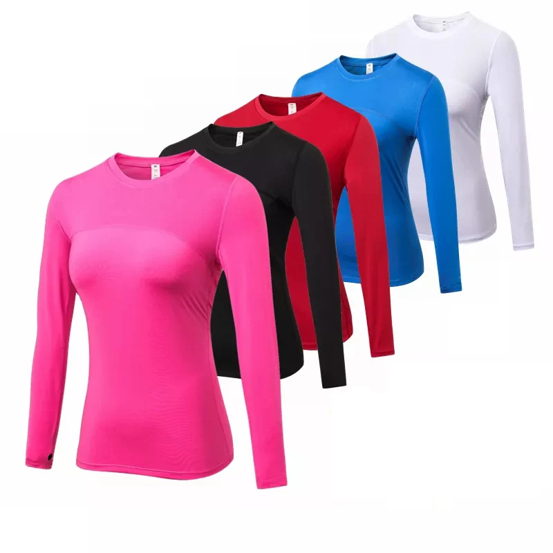 

Long Sleeve T-shirts Women Yoga Gym Compression Tights Sportswear Fitness Quick Dry Running Tops Body Shaper Tee