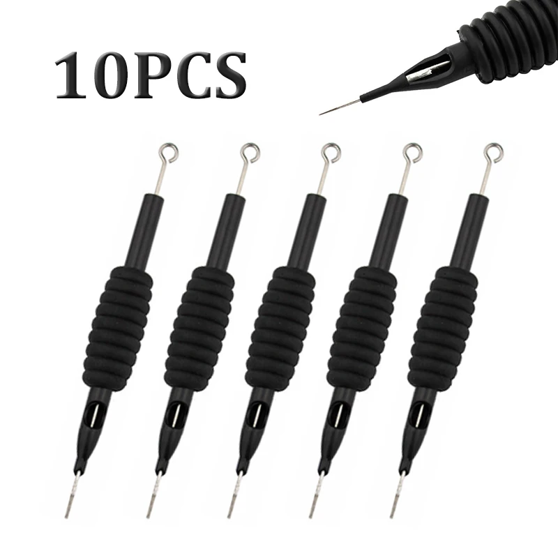 Tattoo Needles 10pcs Sterile RL/RS/M1/M2/F Disposable Nozzle Needle Tube and Tips Grip Gun Supplies Machine